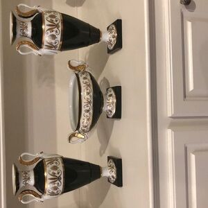 Beautiful darkest hunter green Andrea vases by Sadek. A beautiful accent piece.